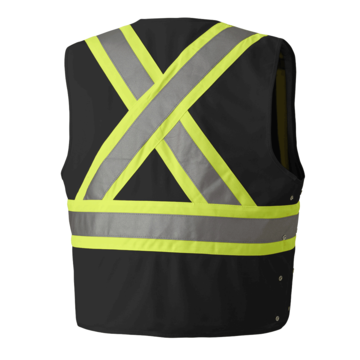 Safety Vest High Visibility, Black, 100% Polyester Tricot, Class 1 Type O