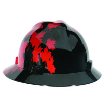 Hard Hat Full Brim Head Protection Non Vented Type I, Fits Hat 6-1/2 To 8 In, Black/red, Hdpe, 4 Point Ratchet, Class E