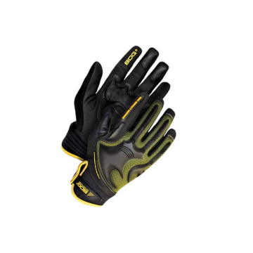 Leather Gloves, Mechanic, Black, Spandex, Synthetic Rubber Backing