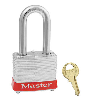 Safety Padlock, Keyed different, 9/32 in Shackle dia, Red