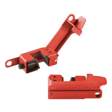 Circuit Breaker Lockout Clamp-on, 1-1/4 In X 3-1/2 In X 1-1/4 In, Red, Powder Coated Steel And Reinforced Polymer
