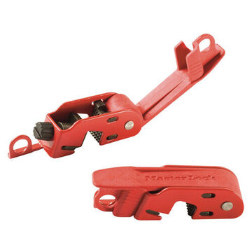Circuit Breaker Lockout Clamp-on, 3/4 In X 3 In X 3/4 In, Red, Powder Coated Steel And Reinforced Polymer