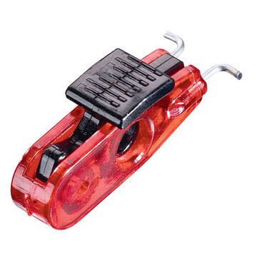 Pin-Out Lockout, 120/277 VAC, 9/32 in Padlock Shackle dia, Plastic, Steel Lockout, Red