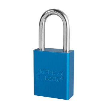 Safety Padlock, 1/4 in x 25/32 in x 1-1/2 in Shackle, 1-1/2 in x 1-7/8 in Body, Chrome Plated Boron Alloy Shackle, Anodized Aluminum Body, Open Type Shackle, Master Key