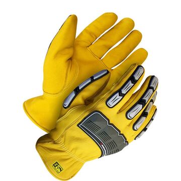 Leather Gloves, Driver Yellow/gray, Grain Goatskin Backing