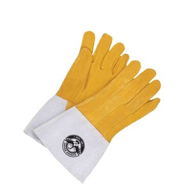 Gloves Tig Welder, Leather, Yellow, Deerskin Backing