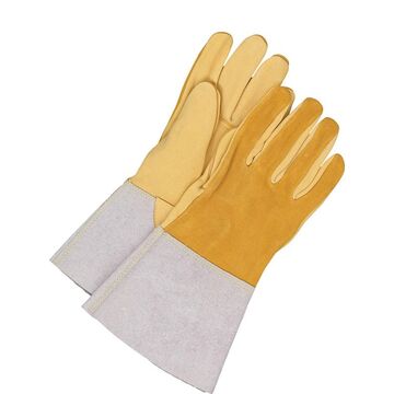 Gloves Tig Welder, Leather, Tan, Grain Deerskin Backing