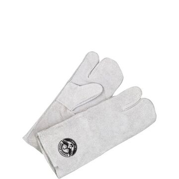 gants en cuir Soudeur, un doigt, taille unique, gris, support en cuir de vachette fendu