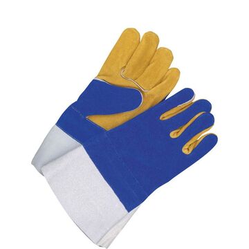 Leather Gloves, Welder Blue/gold, Split Cowhide Backing