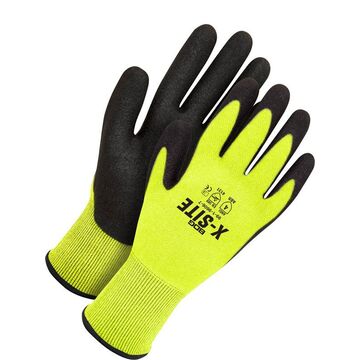 Coated Gloves, Hi-viz, Yellow, 15 Ga Nylon/spandex Backing