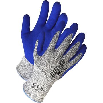 Gloves Coated, Gray/blue, Tungsten Hppe Backing