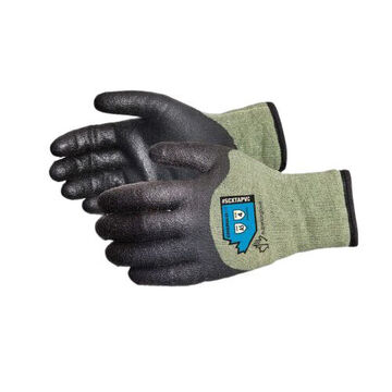 Work Gloves Winter, Black, Green, 13 Ga Blended Kevlar, Steel