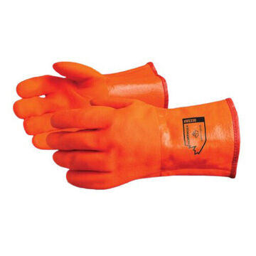 Coated Gloves Winter, Large, Orange, Pvc, For Construction