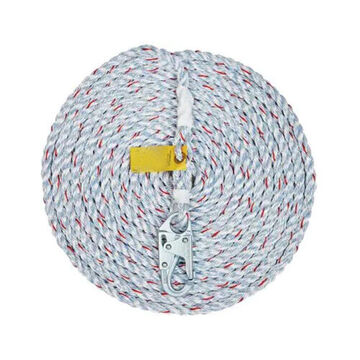 Personal Protective Equipment - Fall Protection - Horizontal and Vertical  Lifelines - 3-Strand, Vertical Rope Lifeline, Polyester/Polypropylene  Blend, Blue with Orange Tracer, 16 mm x 50 ft, 141 kg