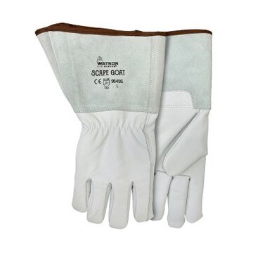 Gloves Winter, Goatskin Leather Palm, Off-white, Gray, Wing Thumb