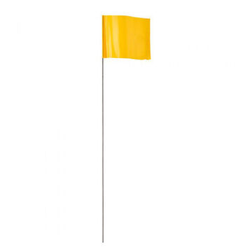 Stake Flag Contractor Grade, Hi-viz Yellow, Plastic/metal, 2-1/2 X 3/12 X 21 In