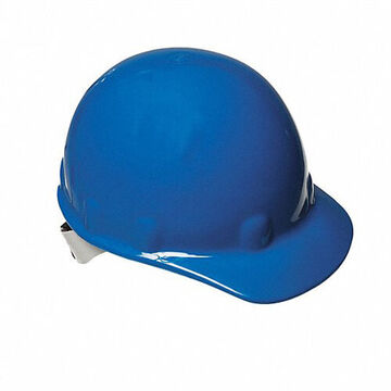 Hard Hat Front Brim Head Protection, Fits Hat 6-1/2 To 8 In, Blue, Thermoplastic, Swing 8 Point Ratchet, Class E