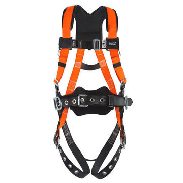 Non-stretch Full Body Harness, Universal, 400 lb Capacity, Hi-Viz Orange, Polyester