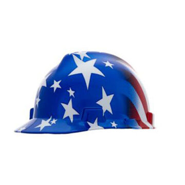 Hard Hat Full Brim Head Protection Non Vented Type I, Fits Hat 6-1/2 To 8 In, Blue, Hdpe, 4 Point Ratchet, Class E