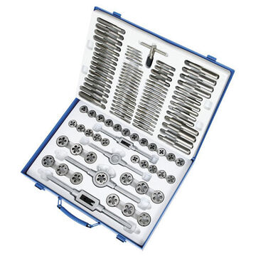 Tap And Die Set Premium, 110-piece, 12.50 In Wd, 1.75 In Dp, 17.25 In Ht, Sae/metric, Hex, Alloy