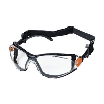 Safety Glasses Sealed, Sta-clear Af/hc, Clear, Flexible, Black/orange