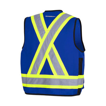 Safety Vest High-visibility Surveyor, Royal Blue, 150 Denier Woven Twill Polyester, Ansi 1