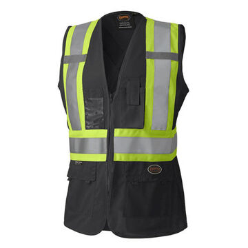 Safety Vest Interlock Black, 100% Polyester Knit, Class 1 Type O