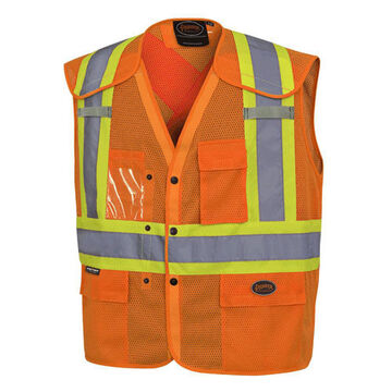 Safety Vest Drop Shoulder Snap Button Signal Orange, Polyester, Class 2 Type P And R