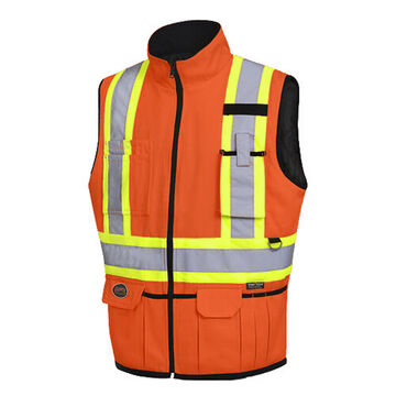 Safety Vest High Visibility Reversible Insulated Orange, 15% Cotton, 85% Polyester, Class 2 Type P And R