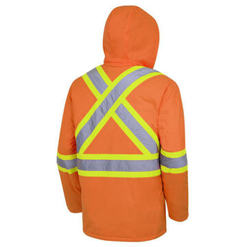 Safety Jacket Winter Quilted, Unisex, Hi-viz Orange, Pu Coated Oxford Polyester