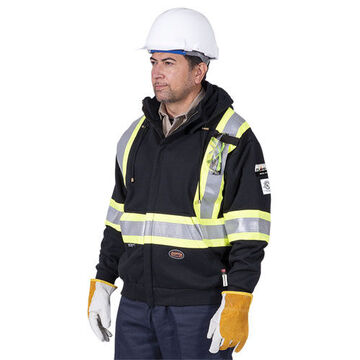 Safety Hoodie Flame Resistant, Black, 100% Cotton
