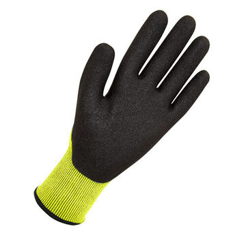 Coated Gloves, Foam Polyurethane Palm, Black/high Visibility Yellow, Dyneema Shell