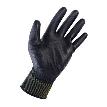 Gloves Dipped Coated Polyurethane Palm, Black, Nylon