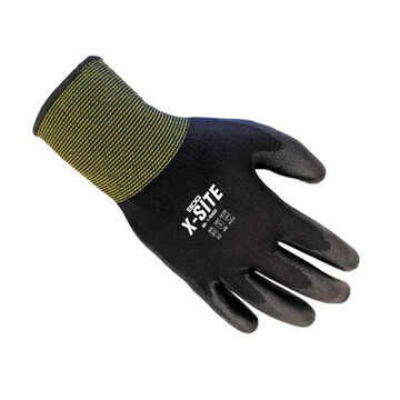 Gloves Dipped Coated Polyurethane Palm, Black, Nylon