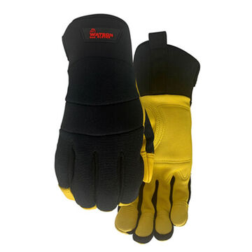 Gloves, Goatskin Palm, Black/tan, Spandex Back