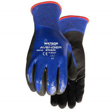 Gloves Full Finger, Nitrile Palm, Black/blue, Hard Wearing Nitrile