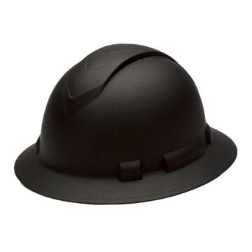 Full Brim Hard Hat, 6-1/2 to 8 in Hat, Matte Black Graphite, ABS, Ratchet 4-Point Suspension, Class C, E, G