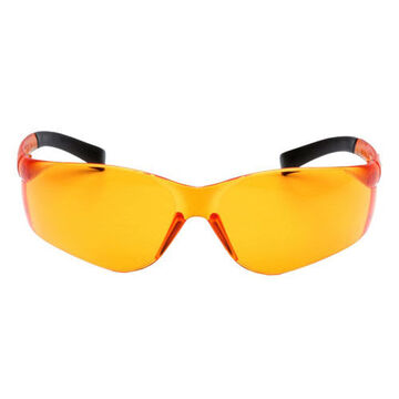 Safety Glasses, 137.5 mm wd, 154 mm lg, 2.3 mm thk, Medium, Anti-Scratch, Orange, Frameless, Orange