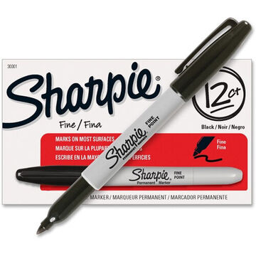 Marqueur permanent style stylo, noir, fin, pointe 1 mm, plastique