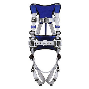 Safety Harness Construction, Positioning, Climbing, Xl, 310 Lb, Gray, Polyester Strap