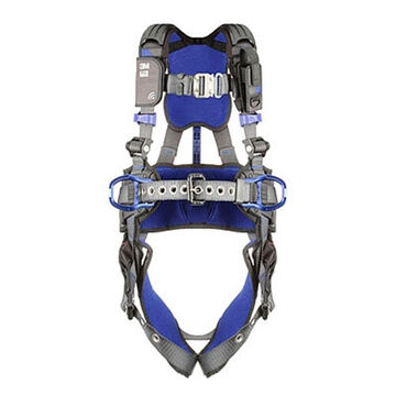 Safety Harness, Construction, Positioning, Climbing 2x, 310 Lb, Gray, Polyester Strap