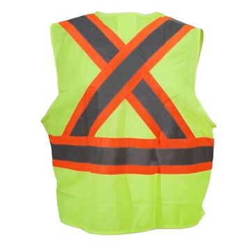 Traffic Safety Vest, S/M, Lime, Polyester, 24-3/8 in Chest