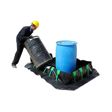Portable Secondary, Stake Wall Spill Containment Berm, 5385 gal, 60 ft lg, 1 ft ht, 12 ft wd
