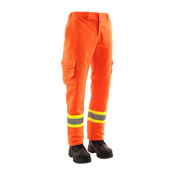 Pantalon de travail Cargo Safety, taille 32 pouce, entrejambe 34 pouce lg, orange, polyester filé