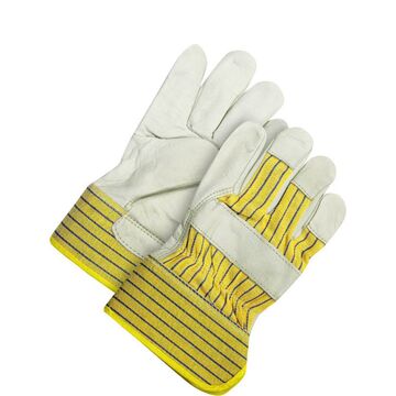 Leather Gloves, Fitter No. 11/large, Yellow, Cotton/canvas Backing
