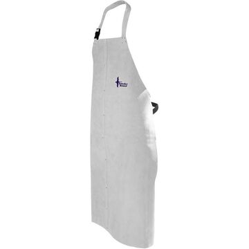 Bib Apron Protective Welding, One Size, 24 In X 52 In, Pearl Gray, Split Cowhide Leather