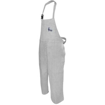 Bib Apron Protective Welding, One Size, 24 In X 48 In, Pearl Gray, Split Cowhide Leather