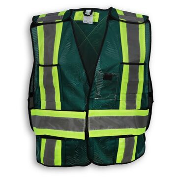 Soft Mesh High-Visibility Safety Vest, Polyester, Forest Green, One-Size