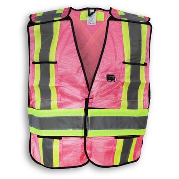 Soft Mesh High-Visibility Safety Vest, Polyester, Pink, One-Size