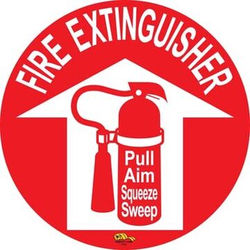 Floor Sign Fire Extinguisher Pass 16in